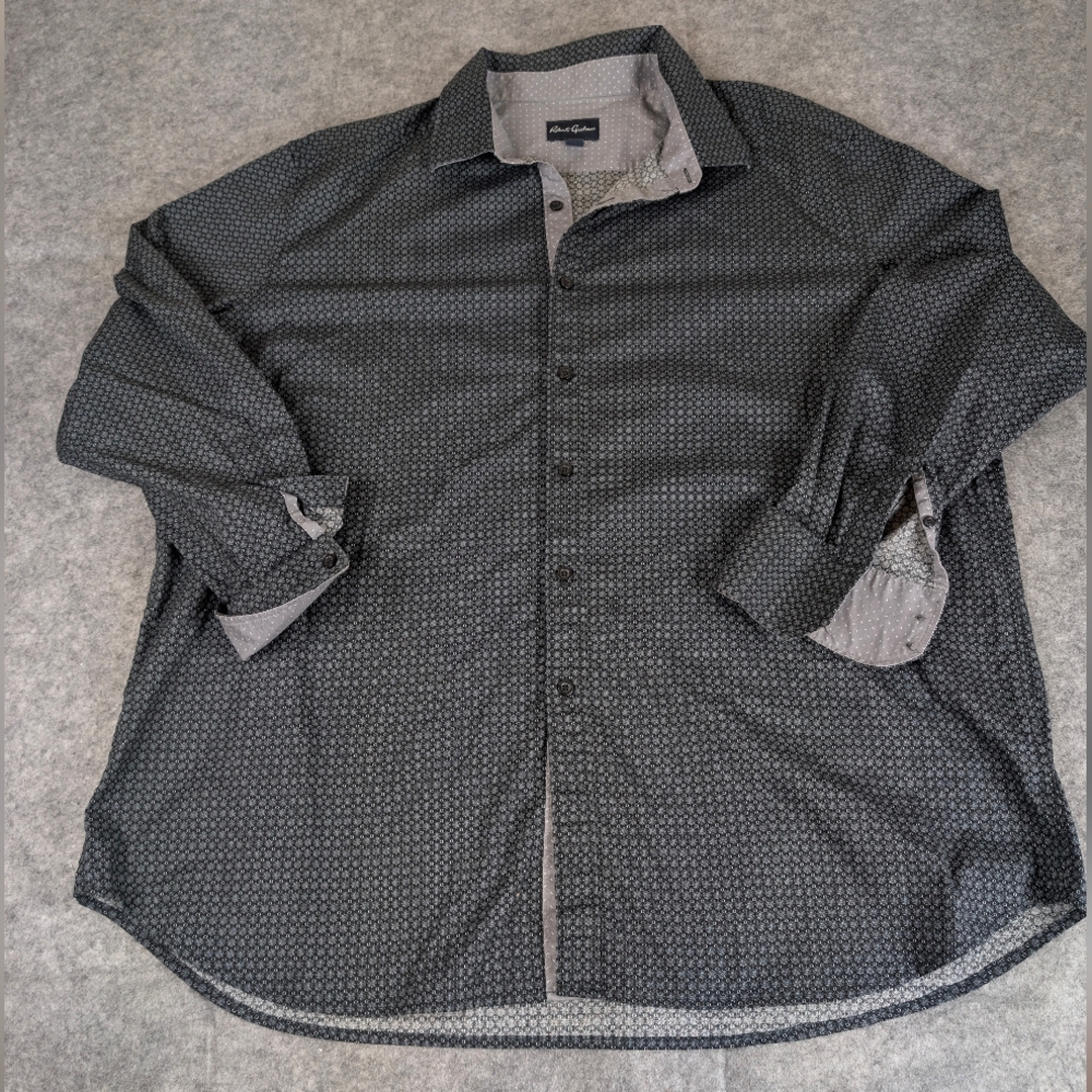 Robert Graham Long Sleeve Men's 2xl Flip Cuff Dress Shirt Black/Grey Geometric
